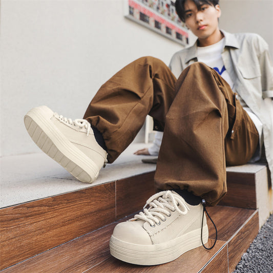 Headwear Round Head Ugly Cute Platform Distressed Leather Shoes