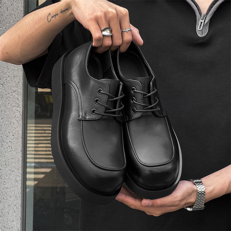 Men's Bottom Derby Commuter Height Increased Lovers British Style Leather Shoes