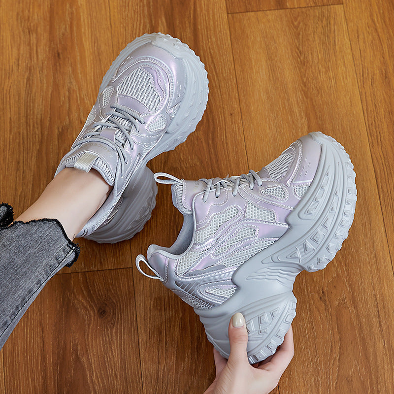 Women's Breathable Clunky Platform Mesh Surface Small Sneakers