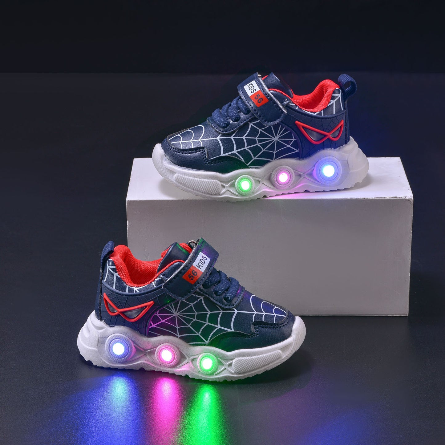 Children's Spider Web Luminous Sports Small Medium Kid's Sneakers