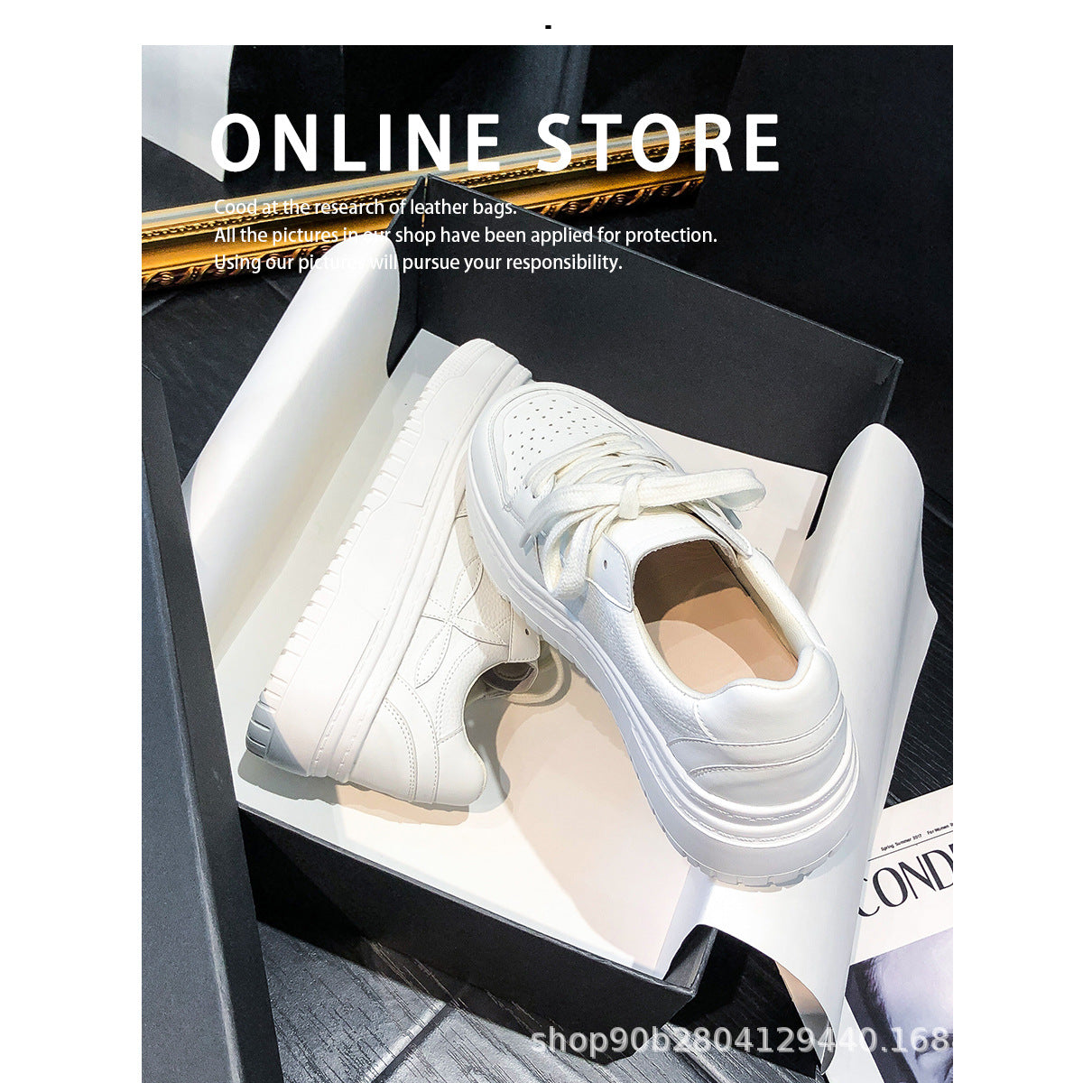 Women's Hidden White Thick-soled Short People's Platform Bread Heels