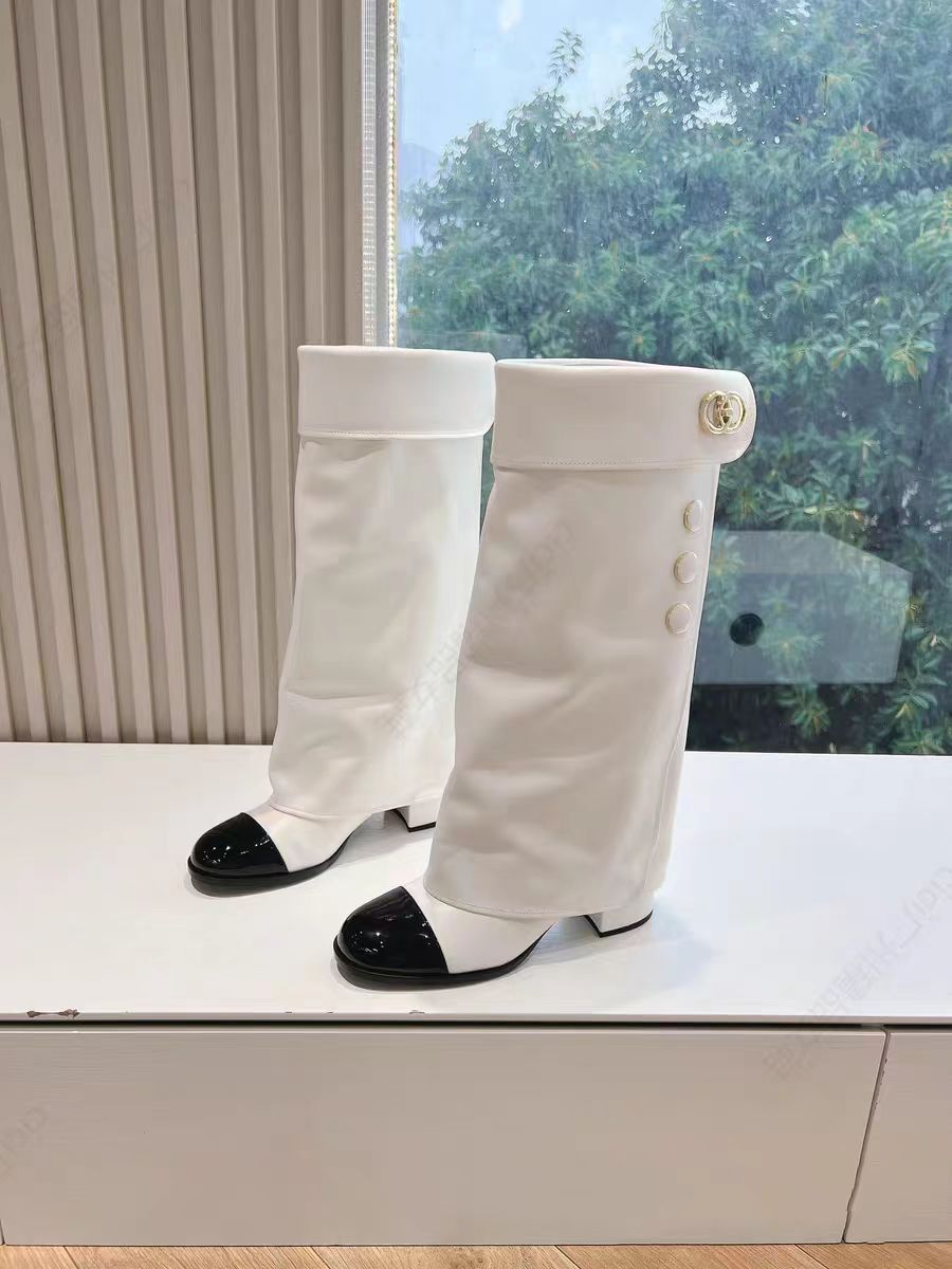 Women's Toe Knight Chunky High Leg Genuine Below The Knee Long Women's Leather Boots