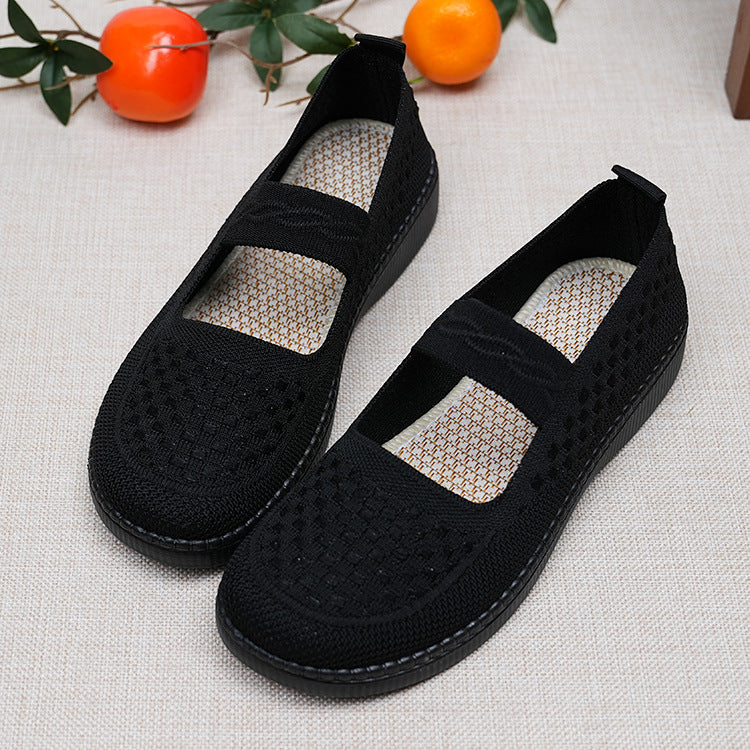 Women's Old Cloth Mesh Low-cut Mother Elastic Casual Shoes