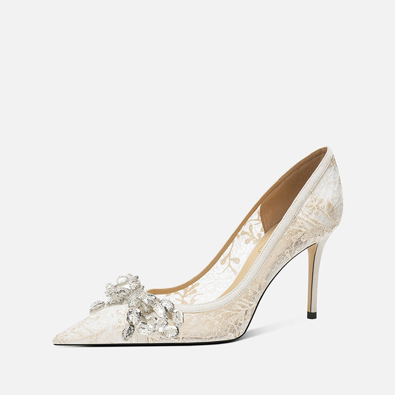 Summer Wedding Fairy Pointed Nude Color Stiletto Women's Fashion Shoes