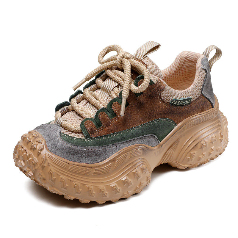 Women's Genuine Thick Bottom Vintage Pineapple Durian Dad Sneakers