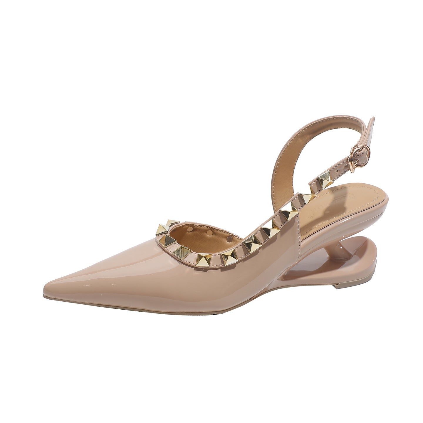 Women's Closed Toe Summer High-grade Versatile Nude Color Temperament Pointed Pumps Heels