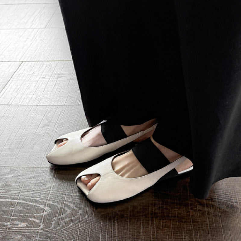 Inside Outside Sheepskin Instep Elastic Band Sandals