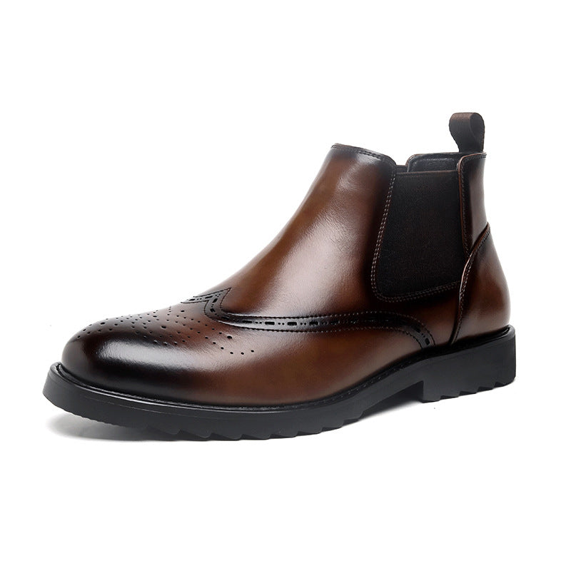 Men's Chelsea Gentleman British Style Versatile Brogue Boots