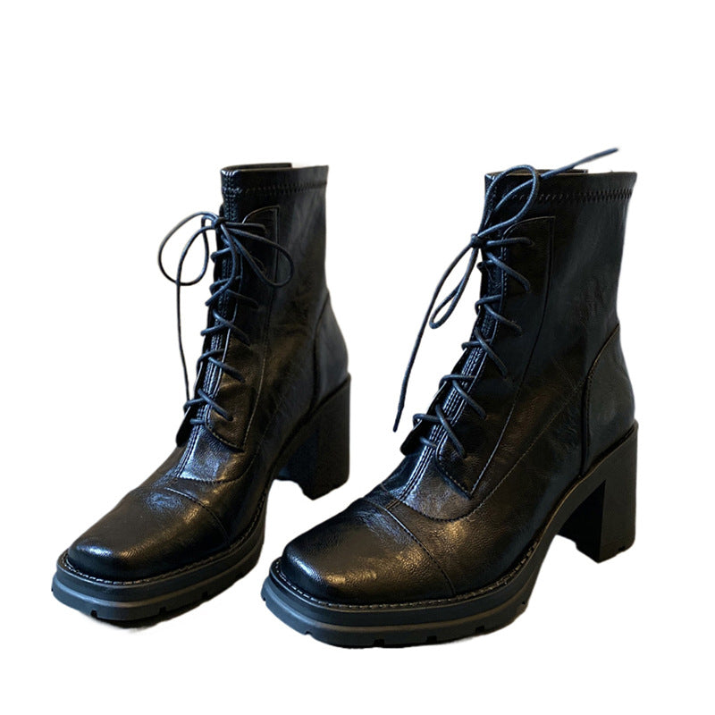Women's Platform Graceful Martin British Style Waterproof Heels