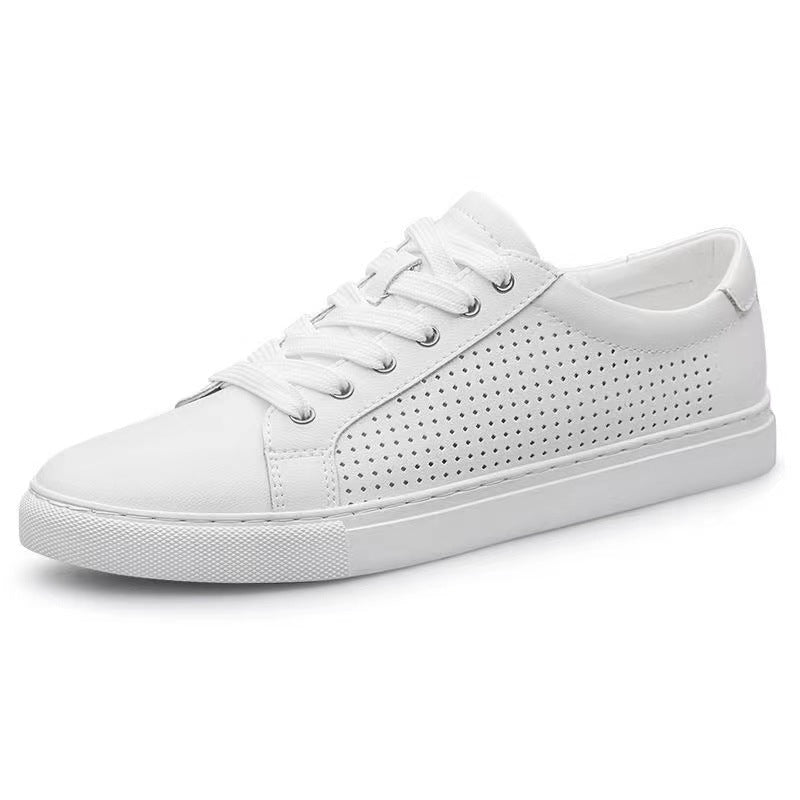 Women's & Men's Large Size White Cowhide Soft Bottom Sneakers