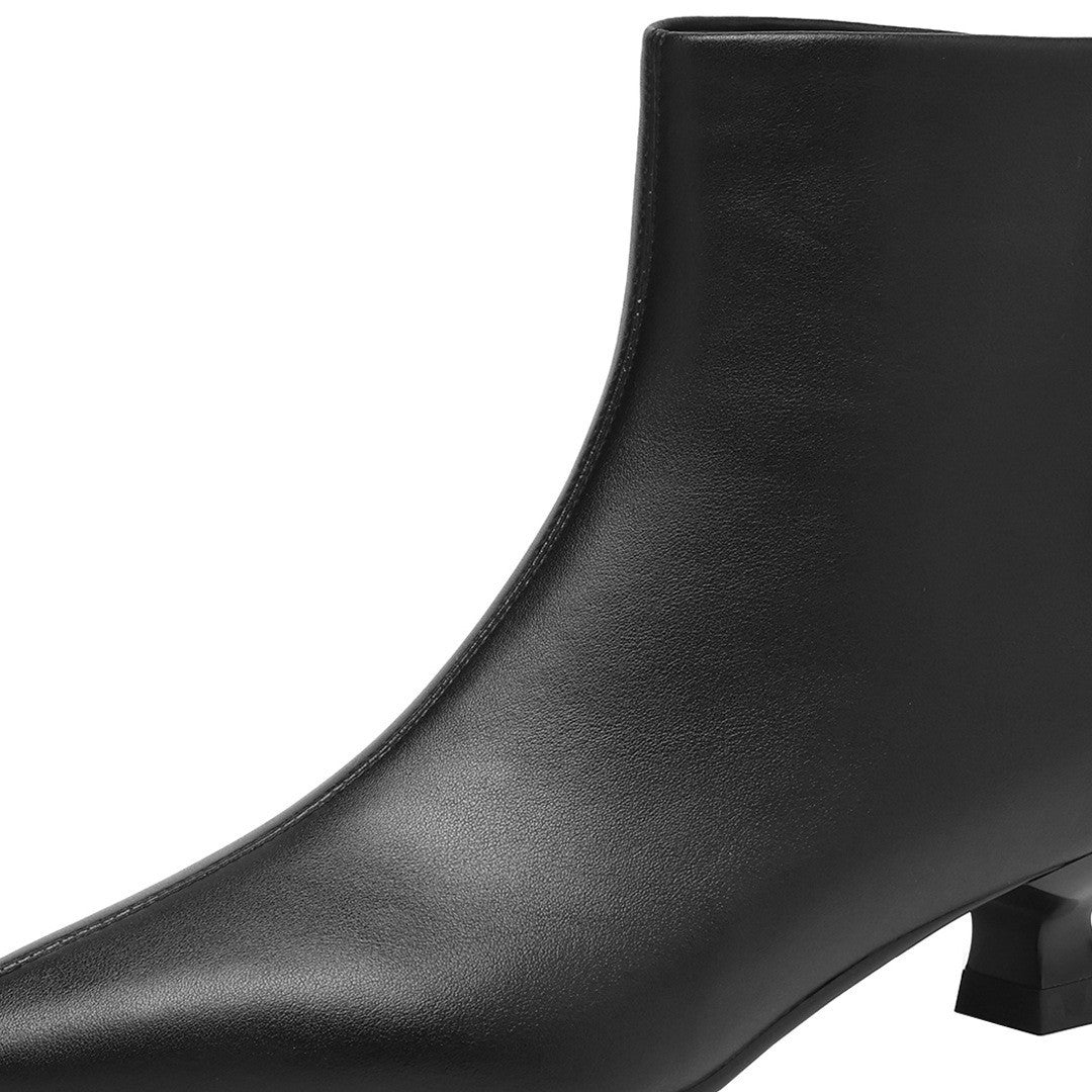 Genuine Soft Pointed Toe White Western Style Skinny Women's Leather Boots