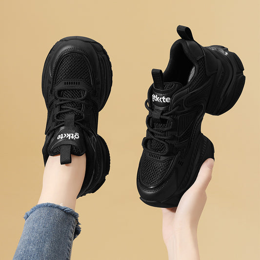 Women's Black Daddy Autumn Platform Muffin Heighten Casual Shoes