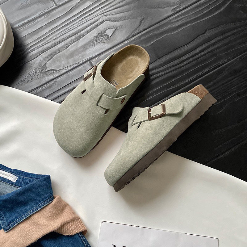 Women's Thick Bottom Toe Cap Half Retro Slippers