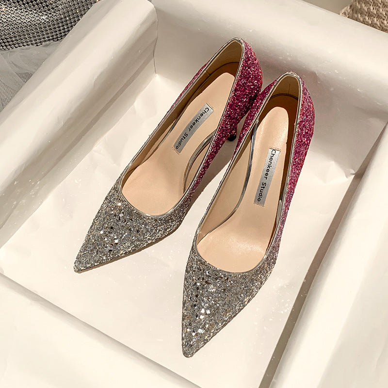 Women's Wedding Bride Sier Pink Main Dress Women's Fashion Shoes
