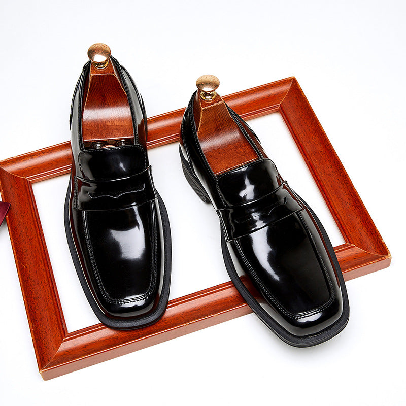 Men's Summer British Business Glossy Slip-on Square Toe Formal Loafers/doug Shoes
