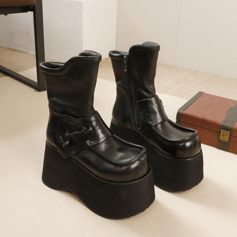 Women's Horse Thick-soled Retro Easy Matching Skinny Boots