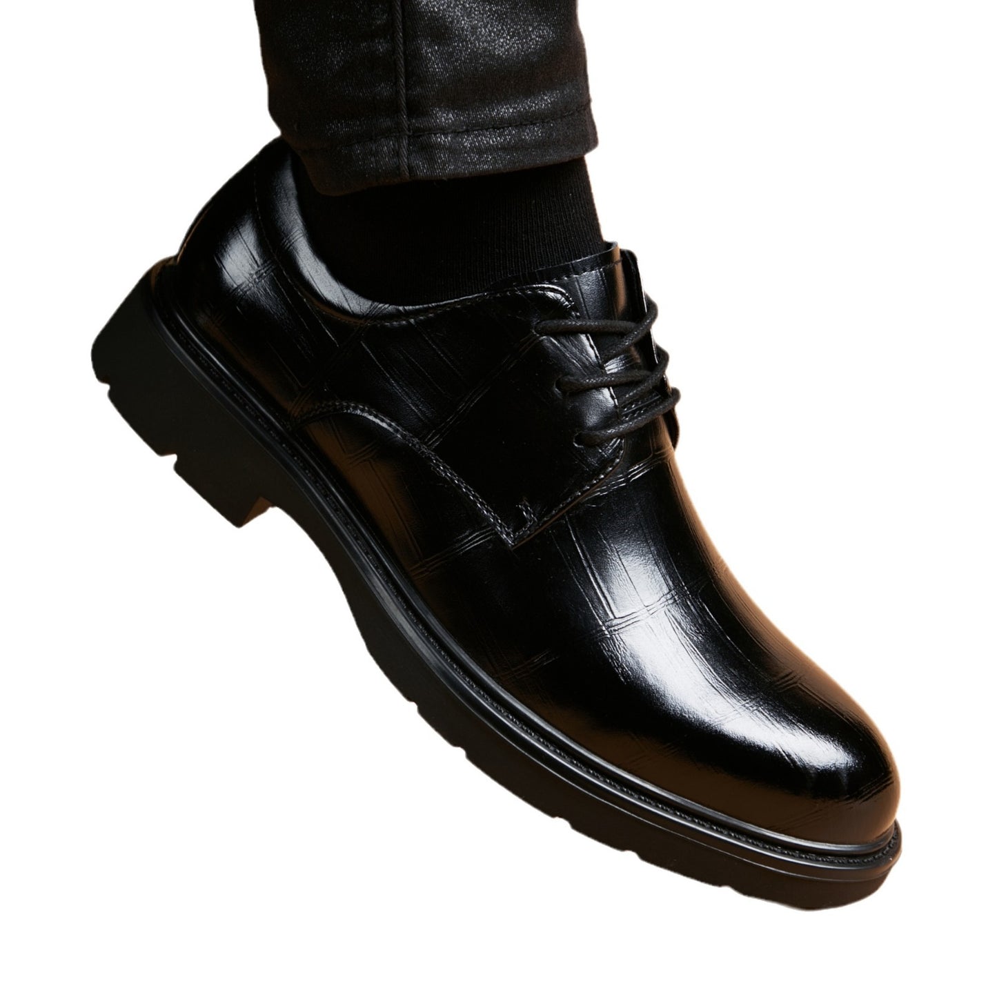 Men's Wear Breathable Genuine Fashion Height Increasing Insole Men's Business Leather Shoes
