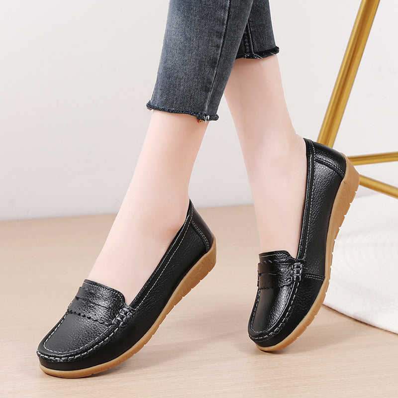 Women's Nurse Flat-heeled Beef Tendon Large Size Casual Shoes