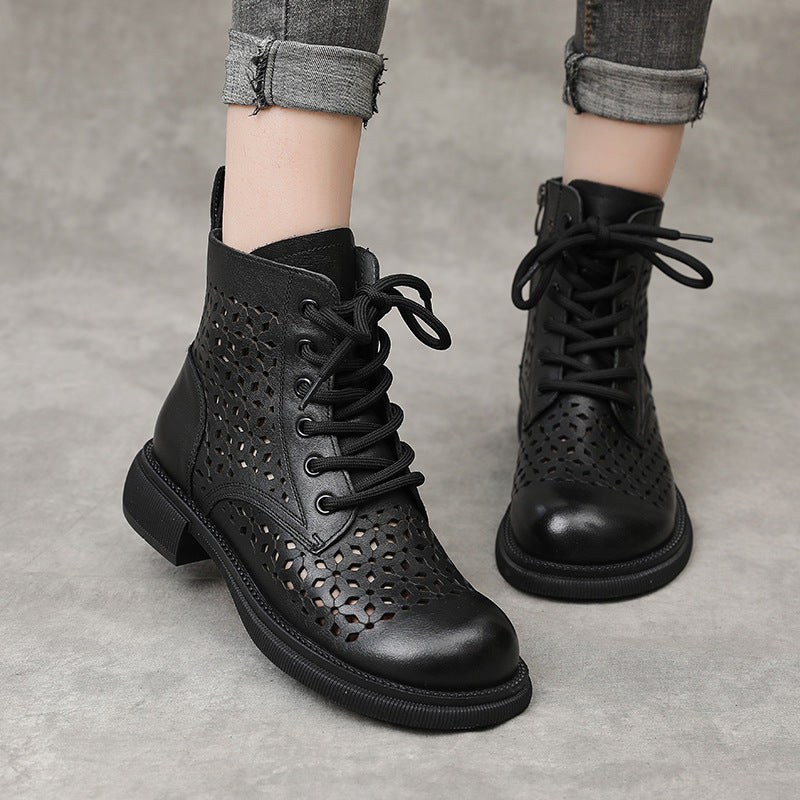 Women's Hollow Out Flat Low Short Soft Boots