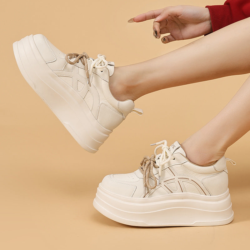 Women's Spring Invisible Hidden Platform Trendy White Women's Casual Shoes