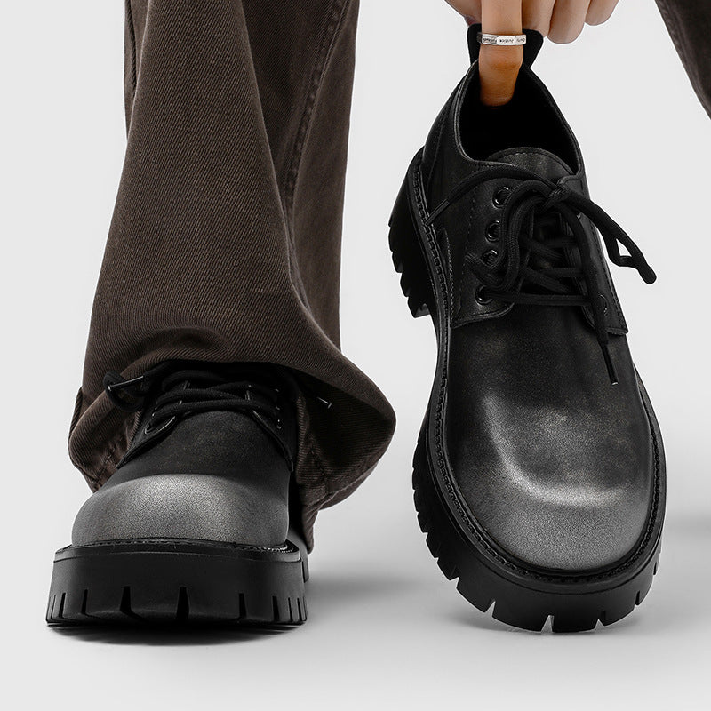 Men's Thick Bottom Increased Business Formal Wear High-grade Big Head Low Men's Casual Leather Shoes