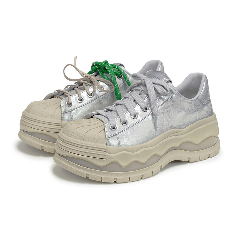 Women's Tan Shell Toe Platform Spring Double Women's Sports Shoes