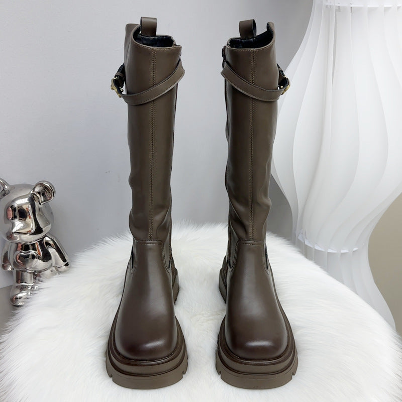 Long Thick Bottom Waterproof Platform Fleece-lined Warm Tall Knight Small Boots