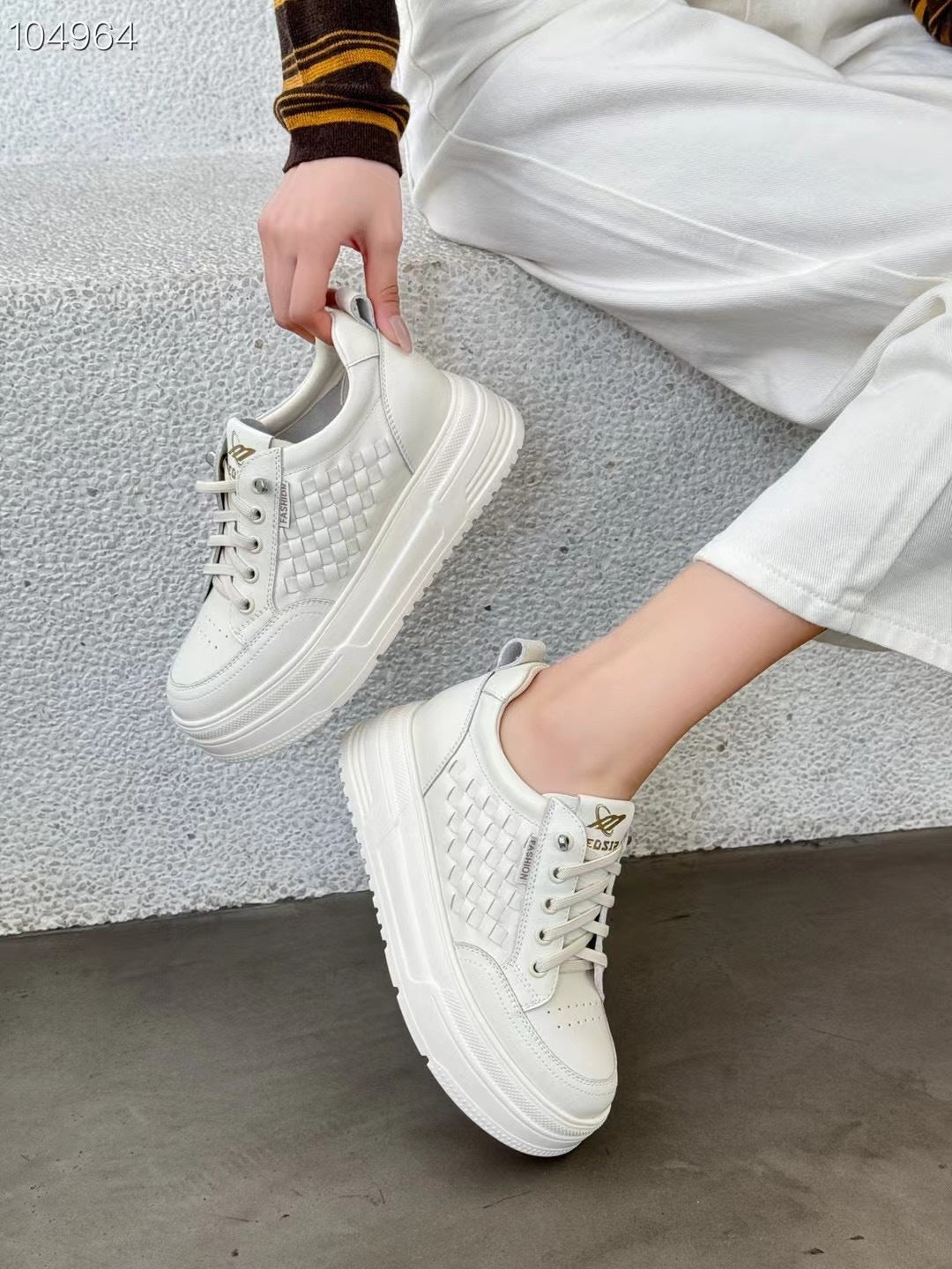 Women's Hand-woven Chessboard Plaid Muffin Platform Trendy Korean Women's Board Shoes