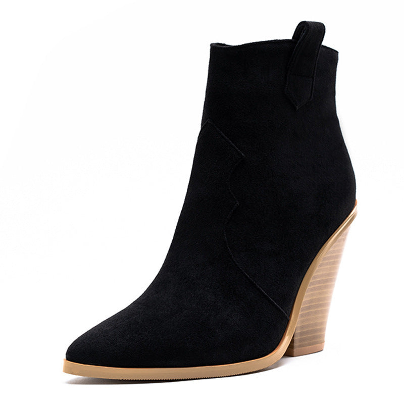 Autumn Chunky High Pointed Ankle Female Boots