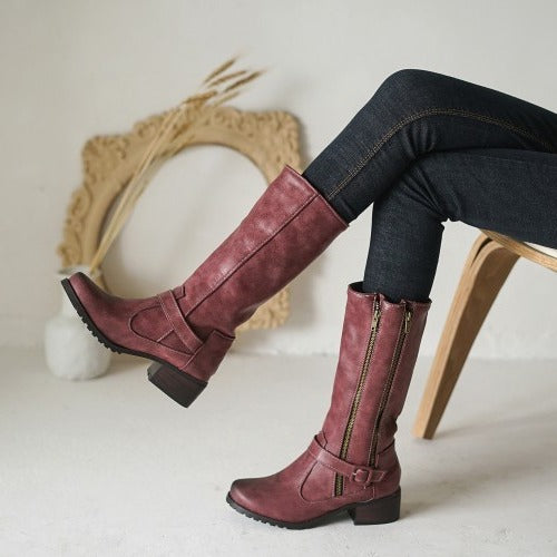 Women's Plus Size Low For Matte Handsome Women's Leather Boots