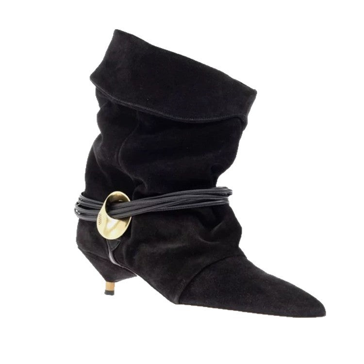 Women's Sheepskin Version Retro Minority Pointed Stiletto Women's Leather Boots