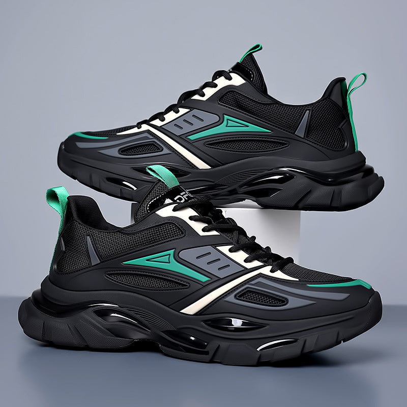 Men's Fashionable Height Increasing Insole Black Thick Sneakers