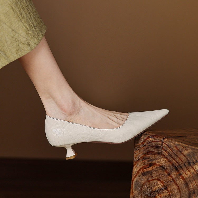 Women's French Sheepskin Stiletto Temperament Wild Commuting Fashion Pointed Toe Women's Casual Shoes