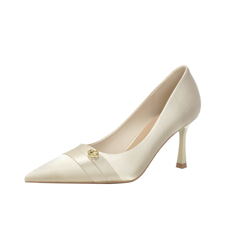 Women's Elegant Satin High Pointed Toe Stiletto Wedding Bridesmaid Banquet Women's Fashion Shoes