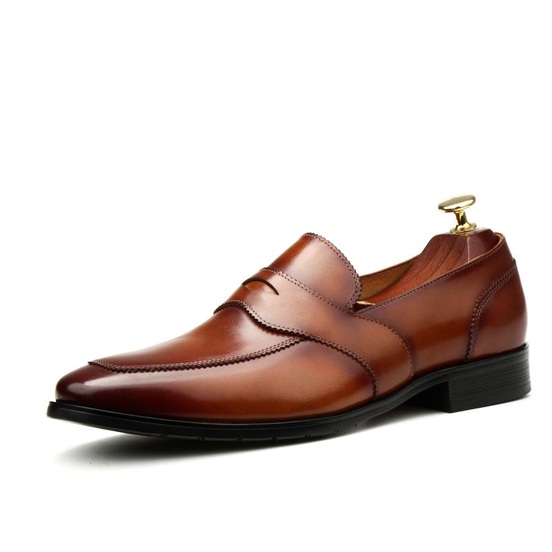 Men's Trendy Spring Business Formal Wear Handmade Slip-on Leather Shoes