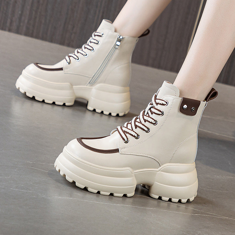 Women's Hight Increasing Martin Small British Style Women's Leather Boots