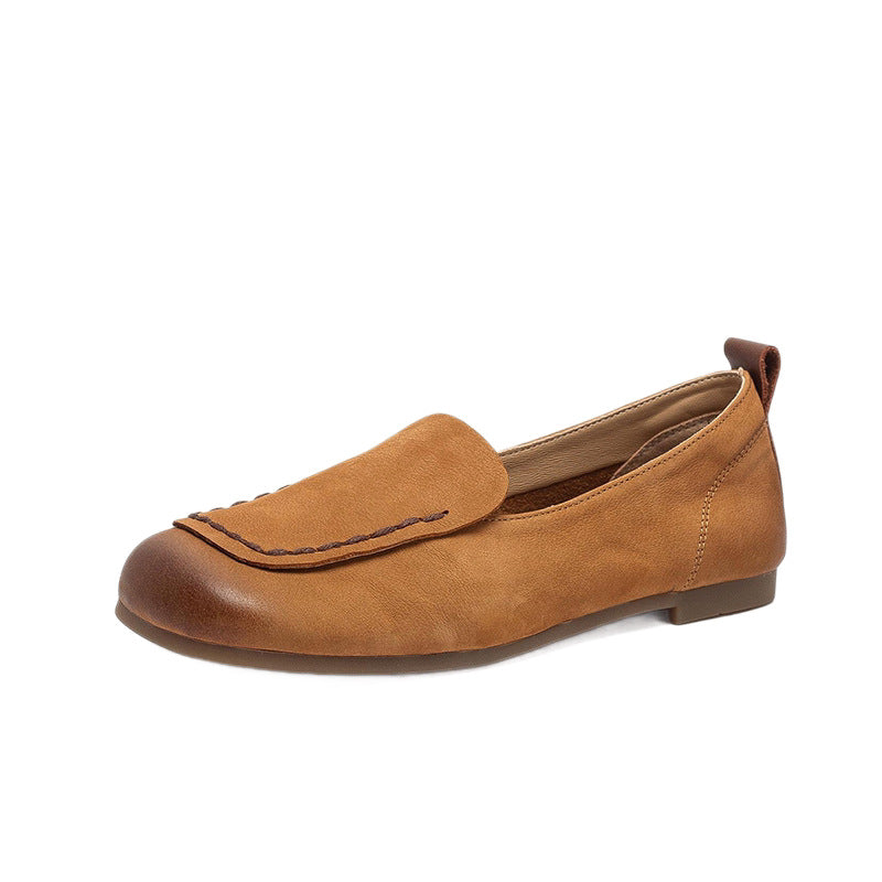 Women's Genuine Retro Square Toe Soft Bottom Men's Shoes