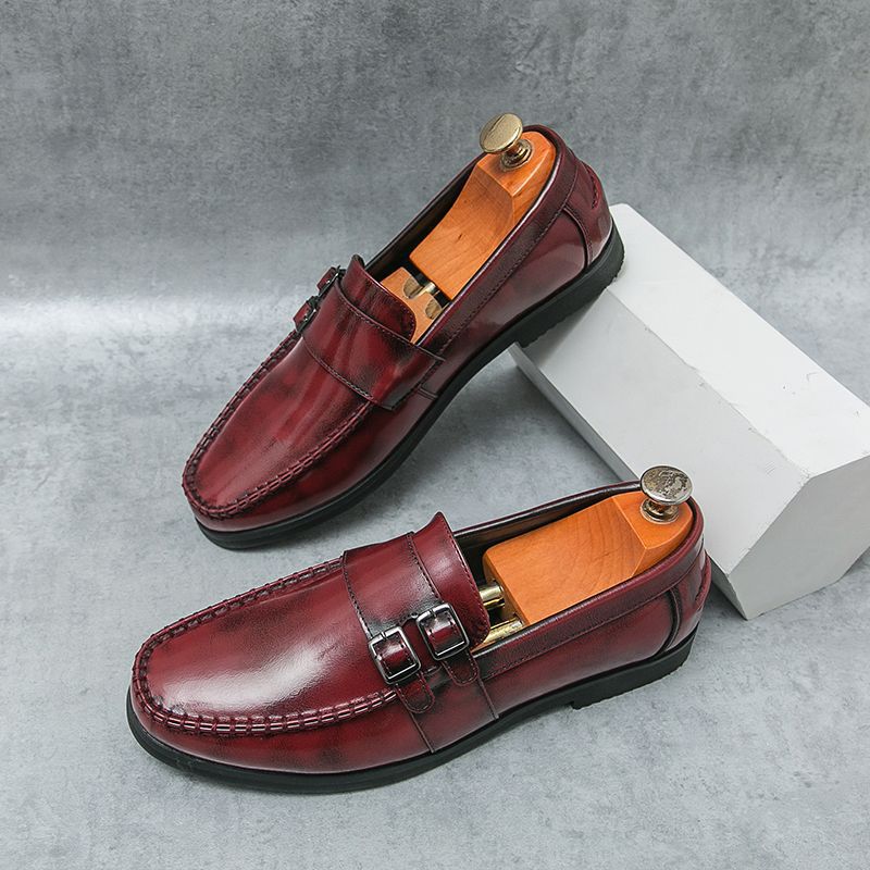 Fashionable Style Business Breathable Slip-on Lazy Men's Casual Leather Shoes
