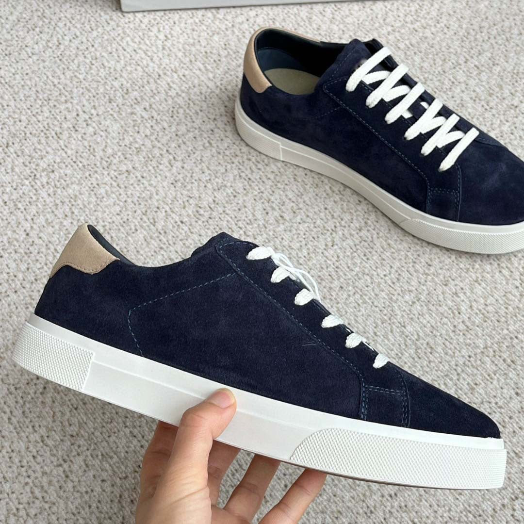 Men's Round Toe Cowhide Fashion Comfortable Flat Black Men's Board Shoes