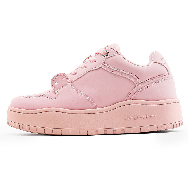 Women's & Men's Invisible Height Increasing Insole Bread Models Fairy Pink Platform Sneakers