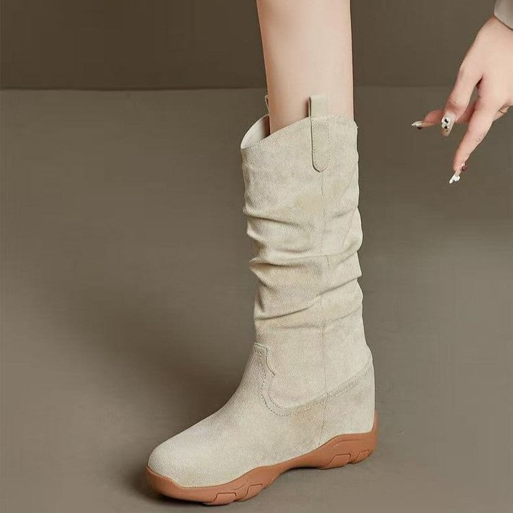 Below The Knee Long Female Autumn Retro Pile Style Platform Boots