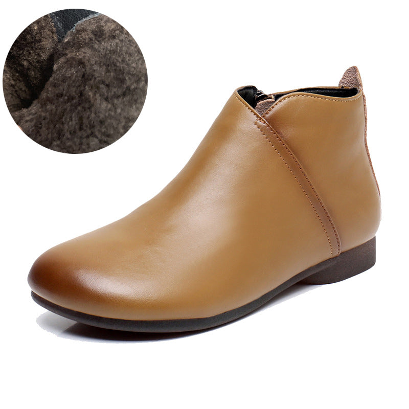 Women's Toe Flat Mom Winter Fleece Lined Women's Shoes