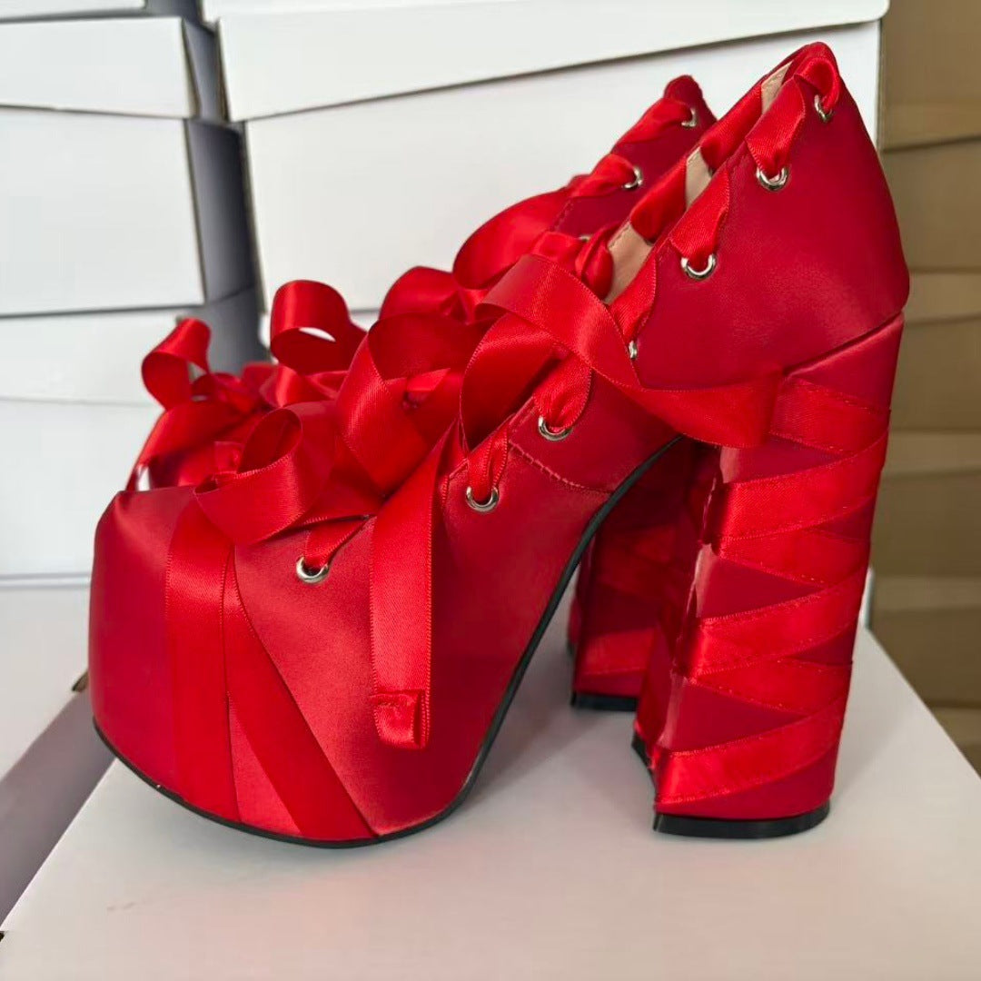 Women's Thick Bottom Sweet Strap Chunky Large Women's Shoes
