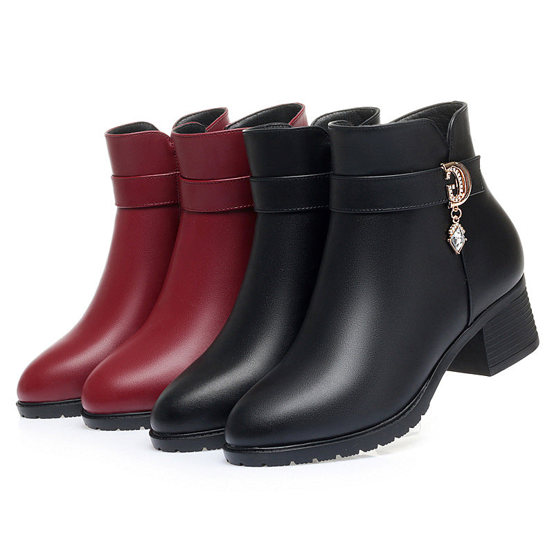 Women's Mother's Soft Bottom Mid Fleece-lined Women's Shoes