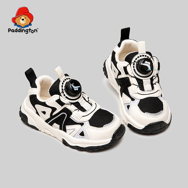 Children's Paddington Bear Autumn Leisure Elementary School Rotating Buttoned Kid's Sneakers