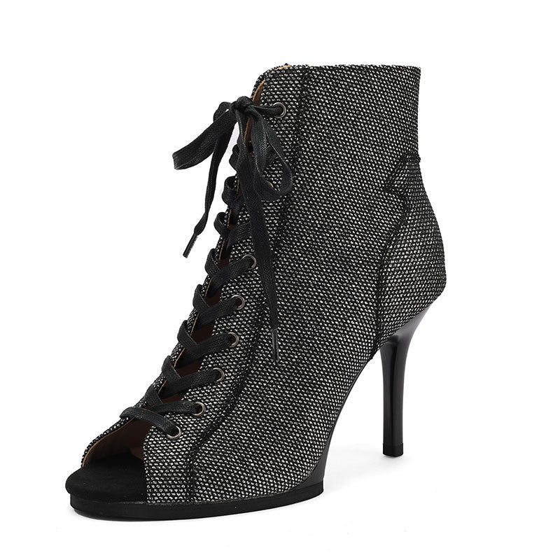 Women's Black Sexy Jazz Special Dancing Short Dance High Heeled Sandals