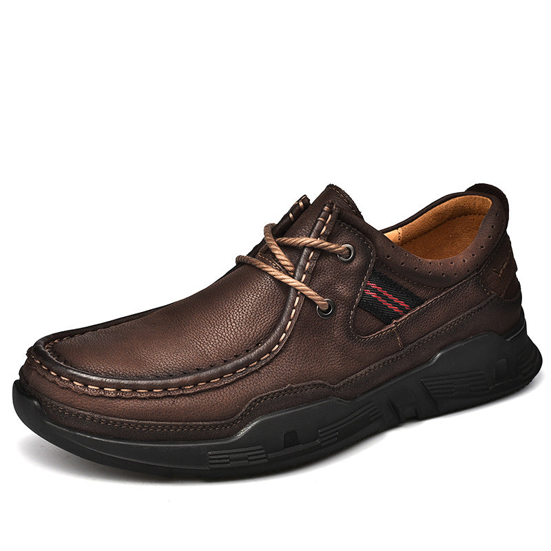 Men's Wide Feet Slip-on Top Layer Cowhide Leather Shoes