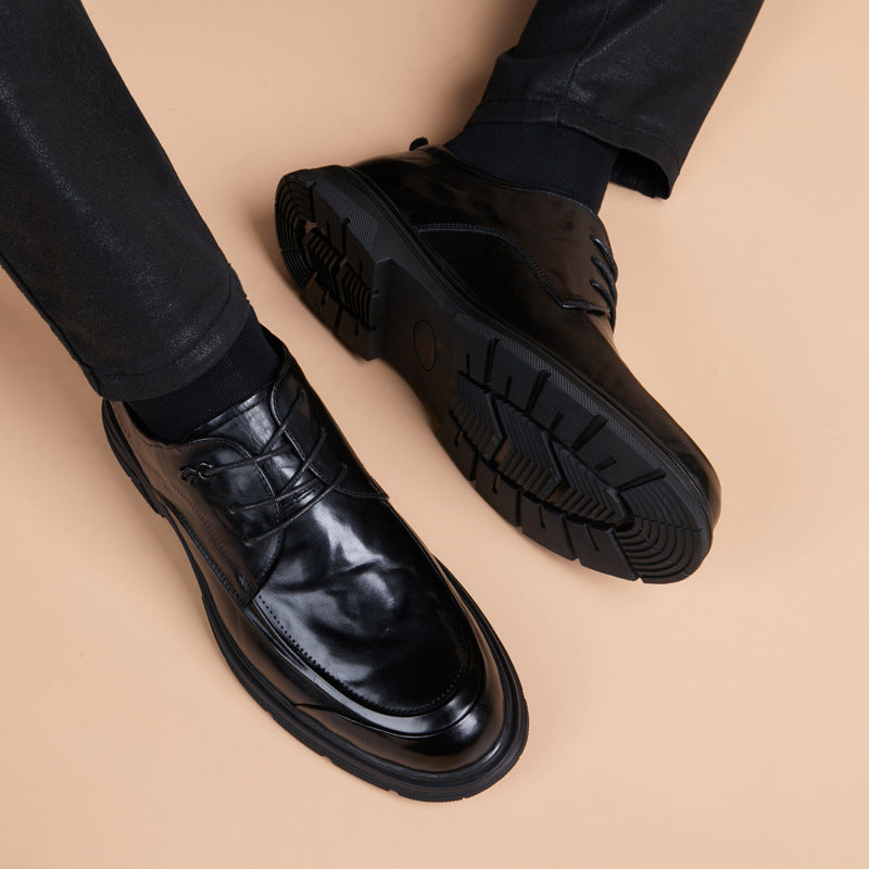 Men's First Layer Cowhide Soft Formal Wear British Black Men's Business Leather Shoes