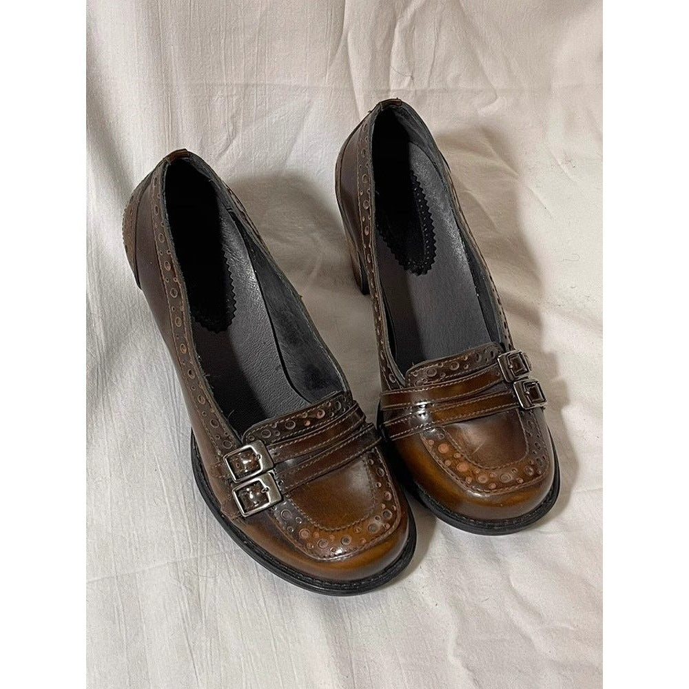 Style Belt Buckle Chunky High Mary Loafers