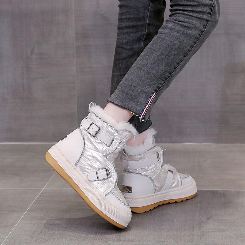Women's Winter Fleece-lined Thick Short Zip Platform Snow Boots